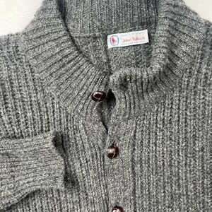 John Tulloch Vintage Scotland Cardigan 100% Wool Button Sweater Vtg Charcoal XL